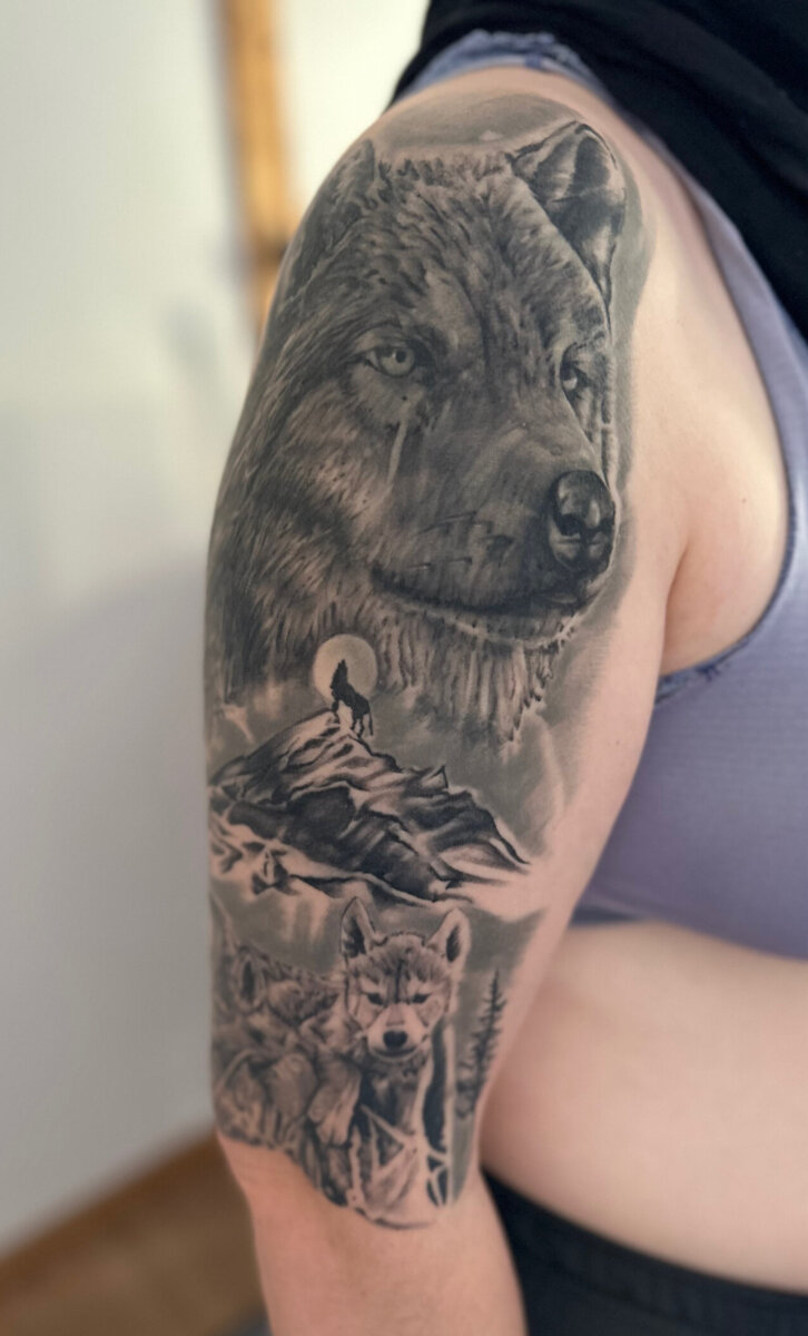 Tattoo eines Wolfes